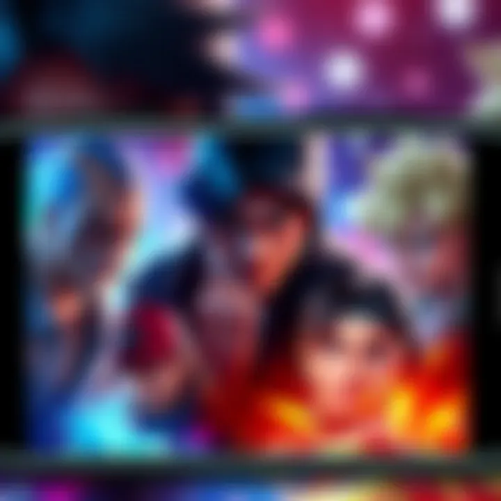Character Portraits from Fighting Game Five character portraits displayed in the bottom right corner of a mobile game screen