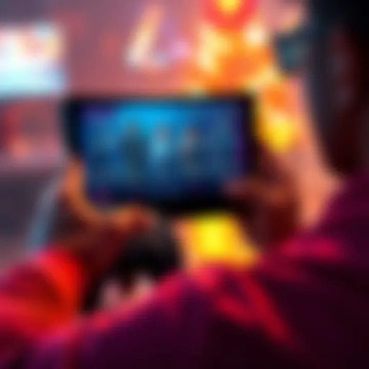 A gamer practicing different characters in Predecessor on a PS5 console, focused on the screen with character abilities displayed