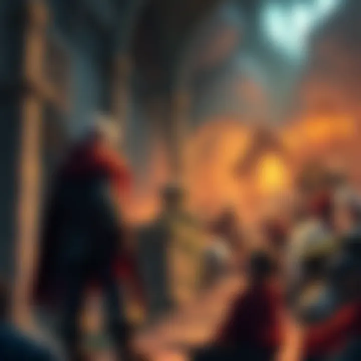 A character leveling up in a fantasy game with various skills and resources around them.
