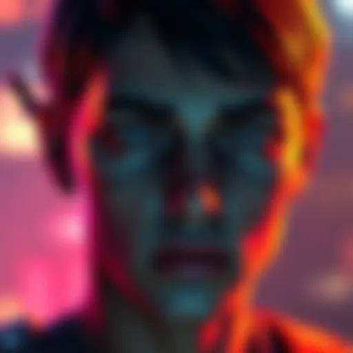 Close-up of a character's face showcasing graphical flaws in DLSS 5 technology while displaying vibrant background visuals