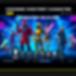 A colorful character selection screen displaying various characters and skins for gamers to choose from
