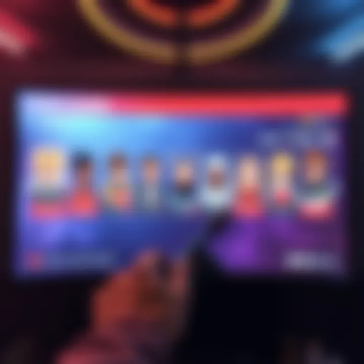 A player choosing a character on a video game selection screen, showcasing various unique avatars and options