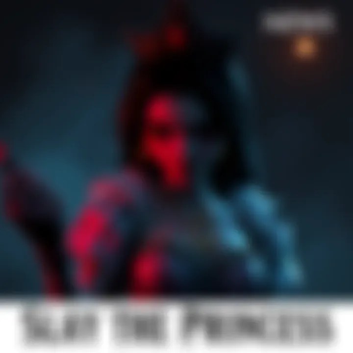 A dark and haunting character from a horror game, featuring a princess in a shadowy setting with an eerie atmosphere.