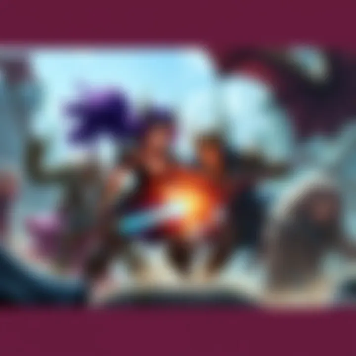 A group of fantasy characters prepares for a battle, showcasing teamwork and strategy during gameplay.