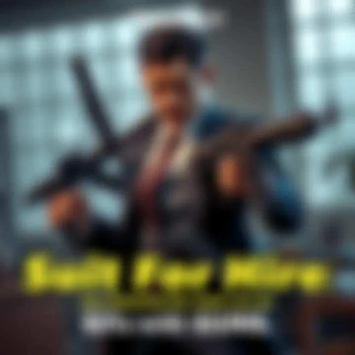 A martial artist in a sharp suit poses confidently, holding a variety of guns, blending martial arts and firearms in an action-packed setting.