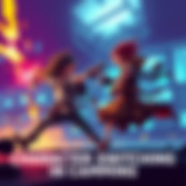 A scene showing two distinct characters mid-combat, showcasing their unique abilities and hand-drawn art style.