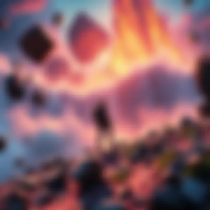 A character appears to teleport just as a landslide strikes in a vibrant game scene.