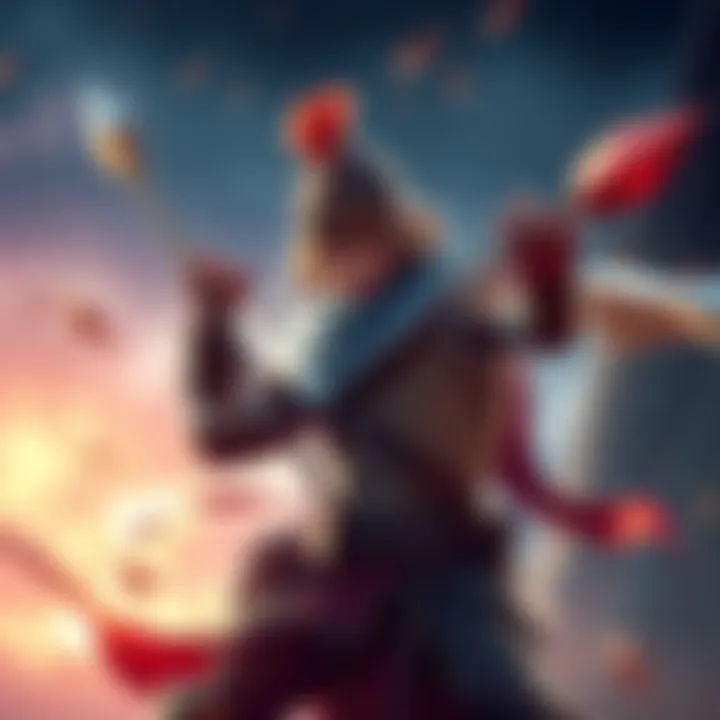 A game character skillfully throwing a spear in an action-packed scene