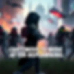 A game character stands still after respawning, surrounded by action from teammates, showing a glitch or bug in the game.