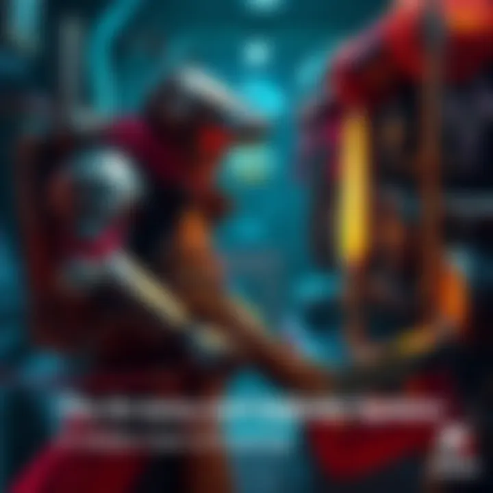 Character upgrading gear in a game A player character customizing and upgrading weapons and armor in a gaming environment