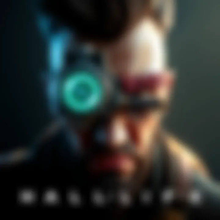 A character with a valve in his eye, featuring a steampunk design and a distressed expression, set against a dark, gritty background.