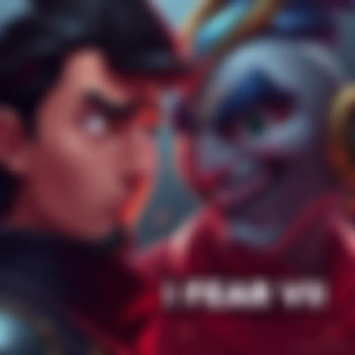 Character VI looks anxious while glancing at Character VII, who is smiling playfully, creating a humorous scene about fear in future game expansions.