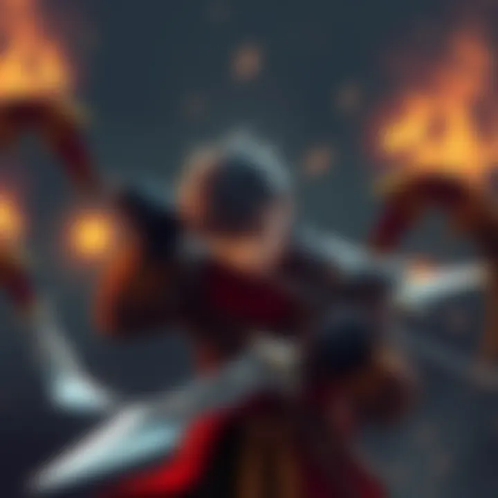 A character in a fantasy setting testing various weapons like rapiers and scythes, showing frustration with the build choices
