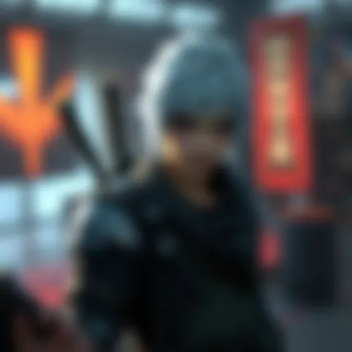 A character with striking white hair standing in a gaming environment, highlighting their journey and choices in the game.