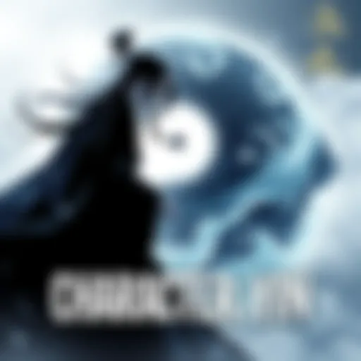 A dark, mysterious character named Yin, with flowing robes and a shadowy aura, contrasts against a bright background inspired by the concept of Yin and Yang.