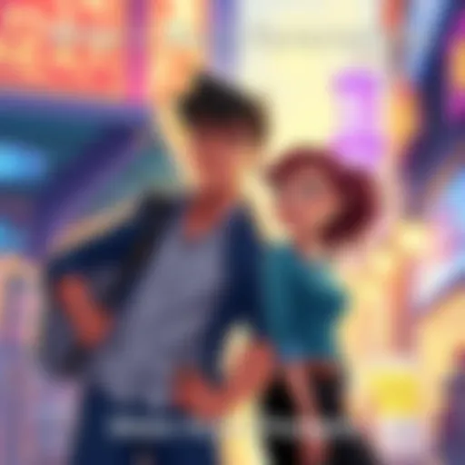 Illustration of Chris and Jill, two main characters from the series, standing together with a backdrop of a vibrant scene from the show, inviting fans to share their favorites.