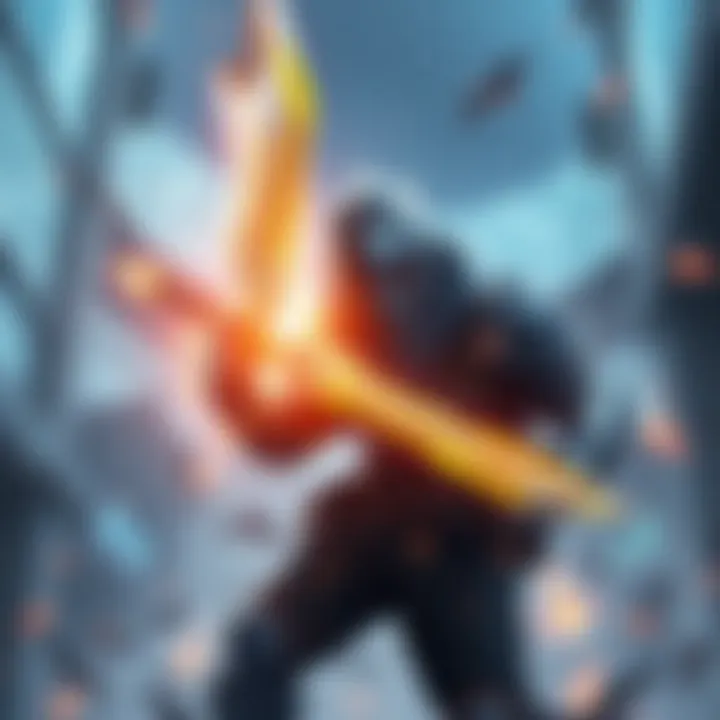 A player using the Charge Blade, showcasing its powerful attack and shield capabilities in a dynamic gameplay scene.