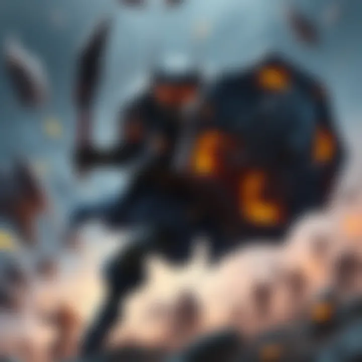 A powerful charged sentinel character using its shield and abilities to dominate in an early game scenario