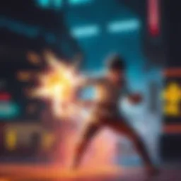 A game character executing a powerful charged throw move, showcasing the energy buildup and the potential damage effect in gameplay.