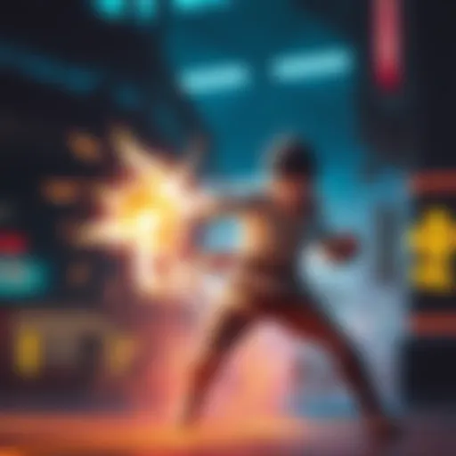 Character performing a charged throw A game character executing a powerful charged throw move, showcasing the energy buildup and the potential damage effect in gameplay.