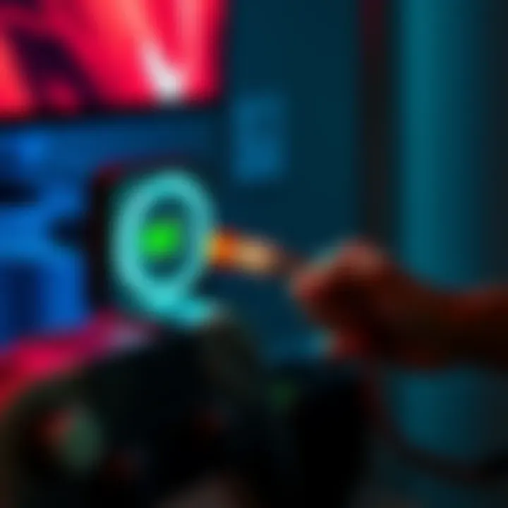 Person plugging in an older OLED gaming deck to charge with a focus on the battery icon showing less than full capacity