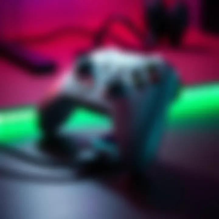 An Xbox wireless controller connected to a USB-C cable for charging