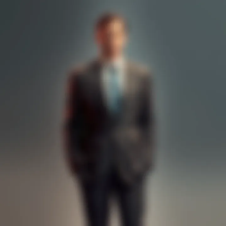 Charismatic Figure Losing Influence A sad-looking man in a formal suit, standing alone with a faded smile, symbolizing his lost charm and public appeal.