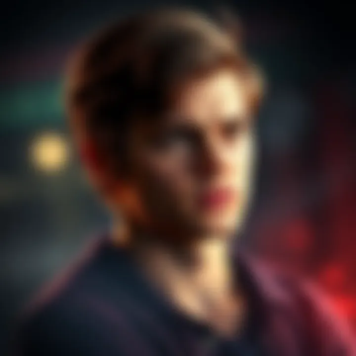 Charlie Heaton portraying the character Sam with an intense expression