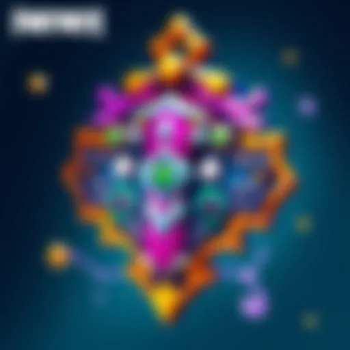 A colorful charm design with intricate patterns and details, showcasing its potential as a cosmetic item in gaming.