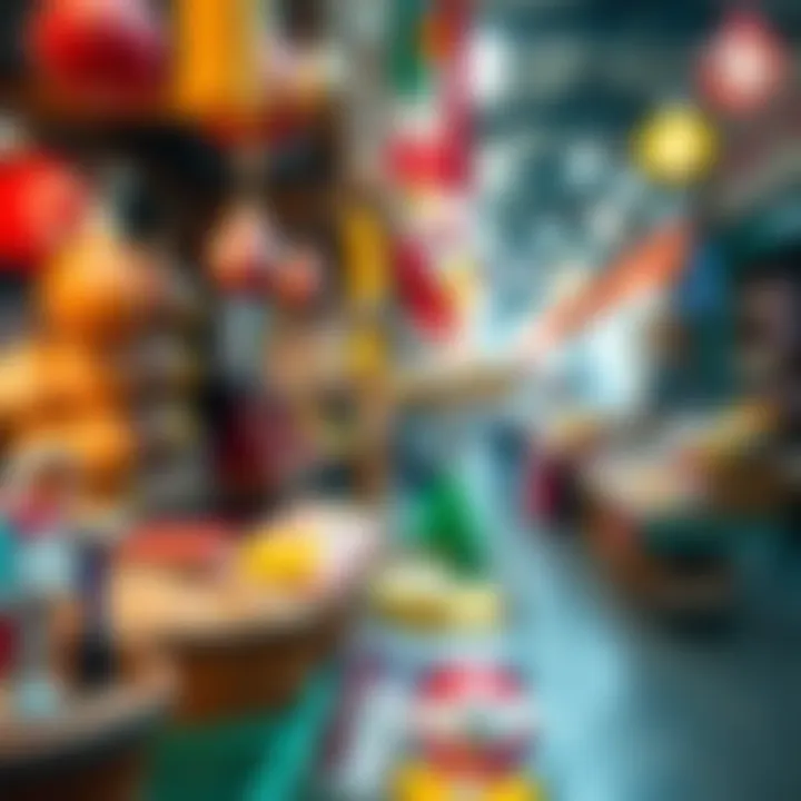 Charming Keychain at Local Market A close-up of a colorful keychain on display at a local market, showcasing its playful design and unique style.