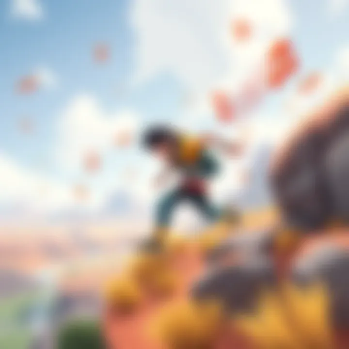 A vibrant illustration of a character running through a dynamic landscape while music notes float around, representing a chase sequence for a game project.