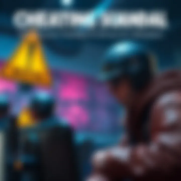 Cheating Scandal in Arc Raiders A graphic showing a gamer using cheating software during gameplay, with a shocked expression and a warning sign in the background.
