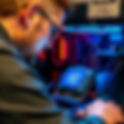 A person examining an i7-7700k processor in a computer