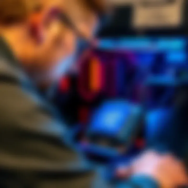 A person examining an i7-7700k processor in a computer