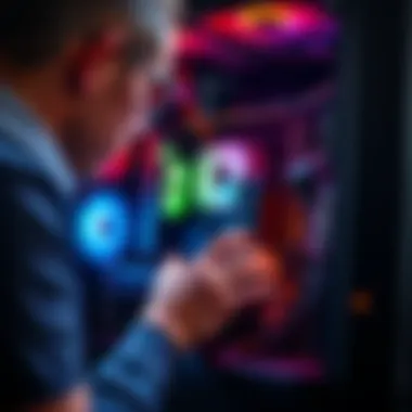 Check Oldest PC Component A person inspecting a gaming PC's internal components to find the oldest part