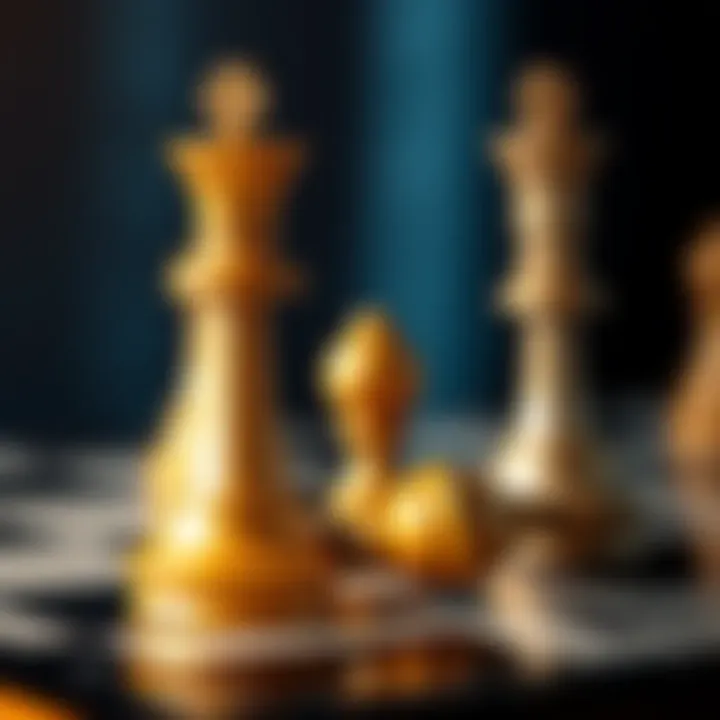 Chessboard with a queen piece A close-up of a chessboard featuring a queen piece and a pawn, symbolizing a strategic game