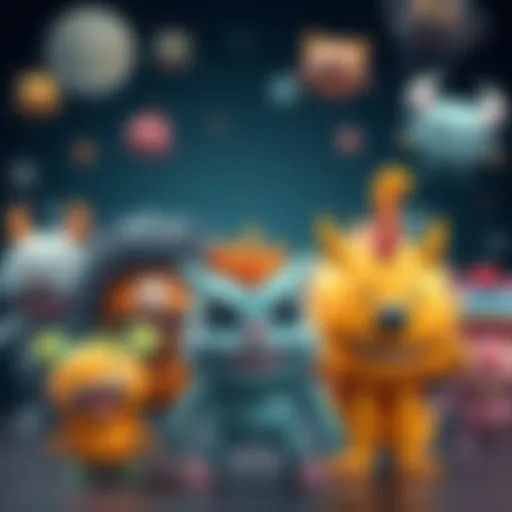A collection of cute chibi monsters designed by Alexandre Diboine, showcasing their charming features and vibrant colors.