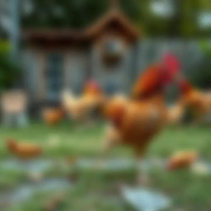 A chicken roaming in a backyard, highlighting the unexpected dangers of everyday animals.