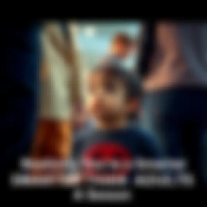 A child looking confidently at adults A young child standing confidently among adults, indicating a moment of realization about intelligence and understanding.