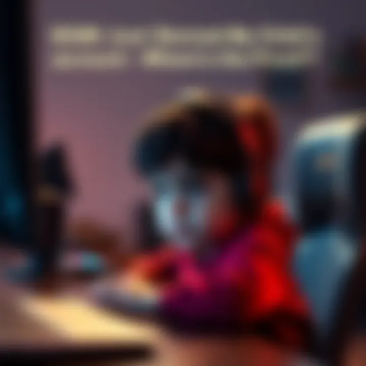 An 8-year-old child sitting in front of a computer, looking frustrated and confused about their banned gaming account