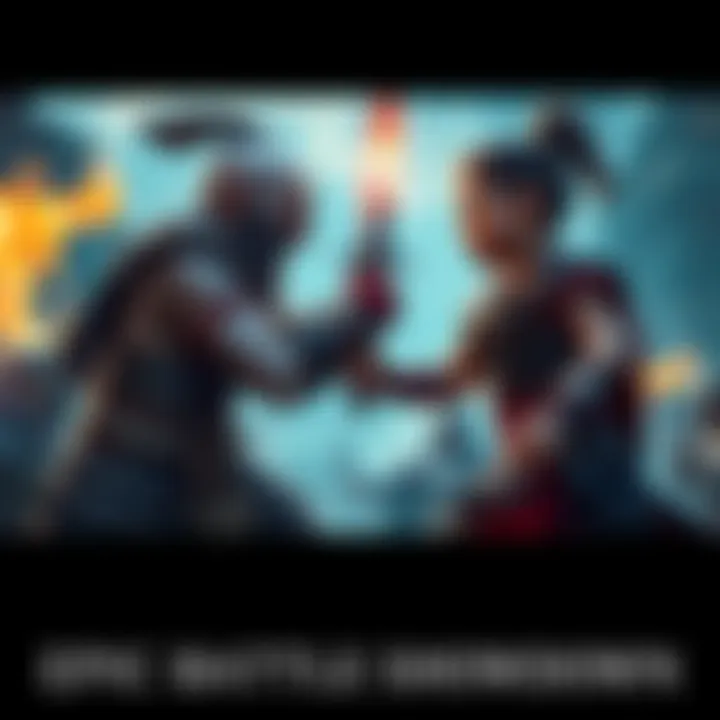 Child Kratos and Atreus face off in an epic fight scene, showcasing their unique abilities and fierce determination.