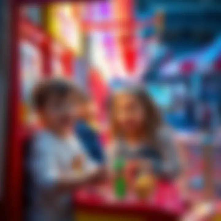 Children Playing Mini Carnival Games Two children trying to win prizes at a mini carnival game booth, with colorful game setups and excited expressions.