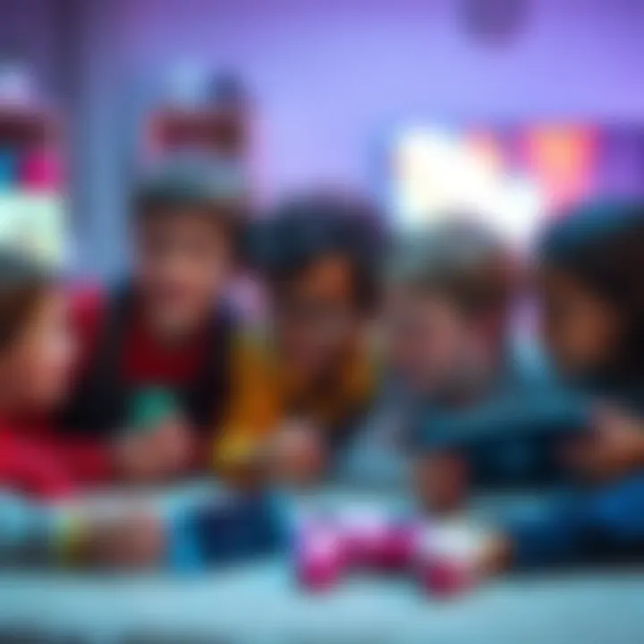 A group of kids enjoying Nintendo Switch games together, focusing on fun and learning without competition