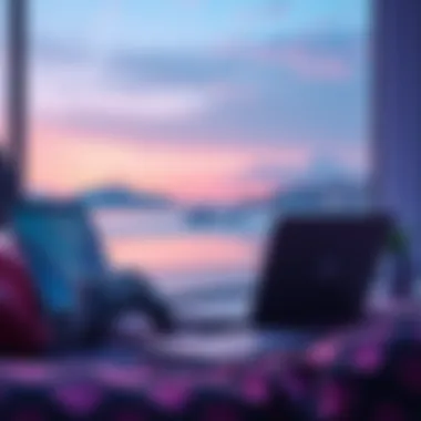 A cozy gaming setup featuring a laptop and a controller with a calm background, perfect for relaxing gameplay during the Steam summer sale.