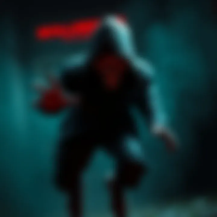 Chilling killer character in gameplay A terrifying game character lurking in the shadows, ready to jump scare players with an intimidating running animation.