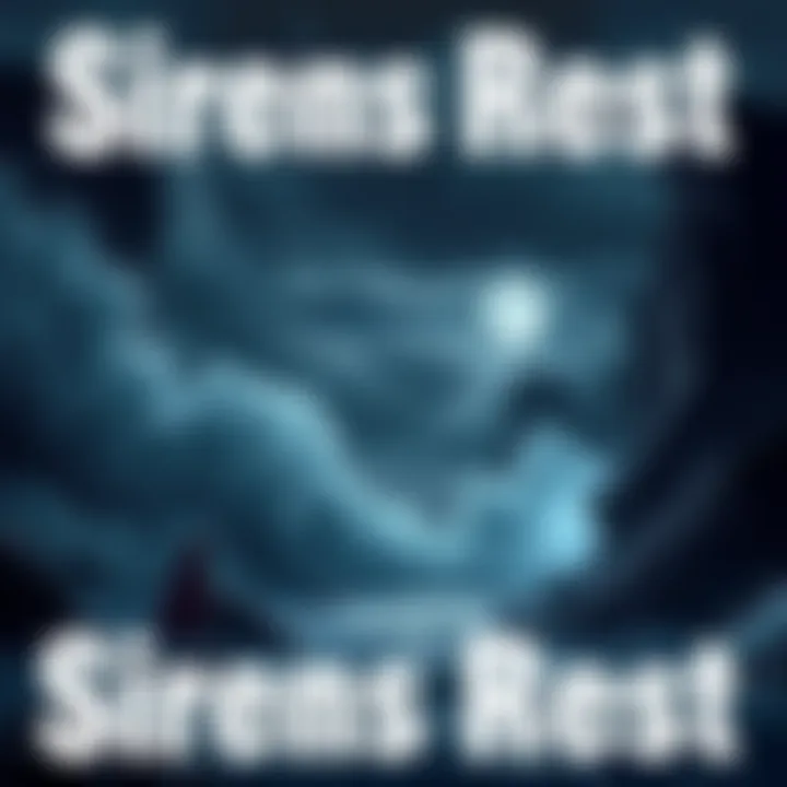 A dark and stormy night at Sirens Rest, with crashing waves and ominous cliffs, hinting at hidden dangers.
