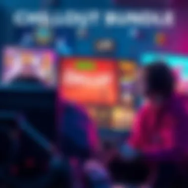 Gamers exploring game titles in a Chillout Bundle, featuring graphics from various indie and puzzle games.