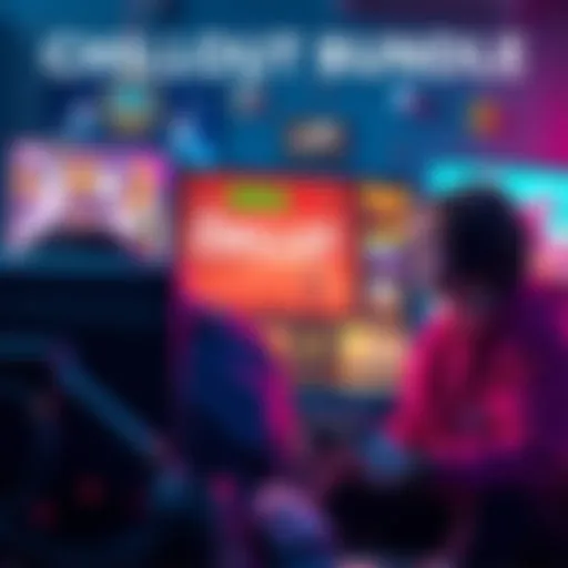 Gamers exploring game titles in a Chillout Bundle, featuring graphics from various indie and puzzle games.
