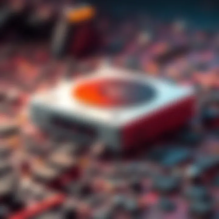 A game console surrounded by microchips, highlighting the ongoing chip shortage affecting prices