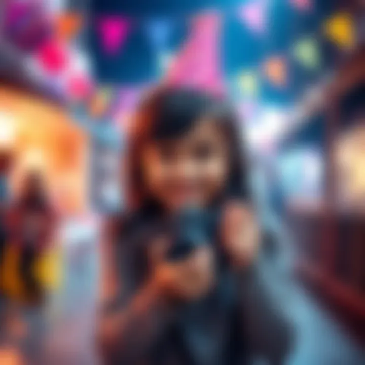 Chloe smiling while holding Max's camera during her birthday celebration